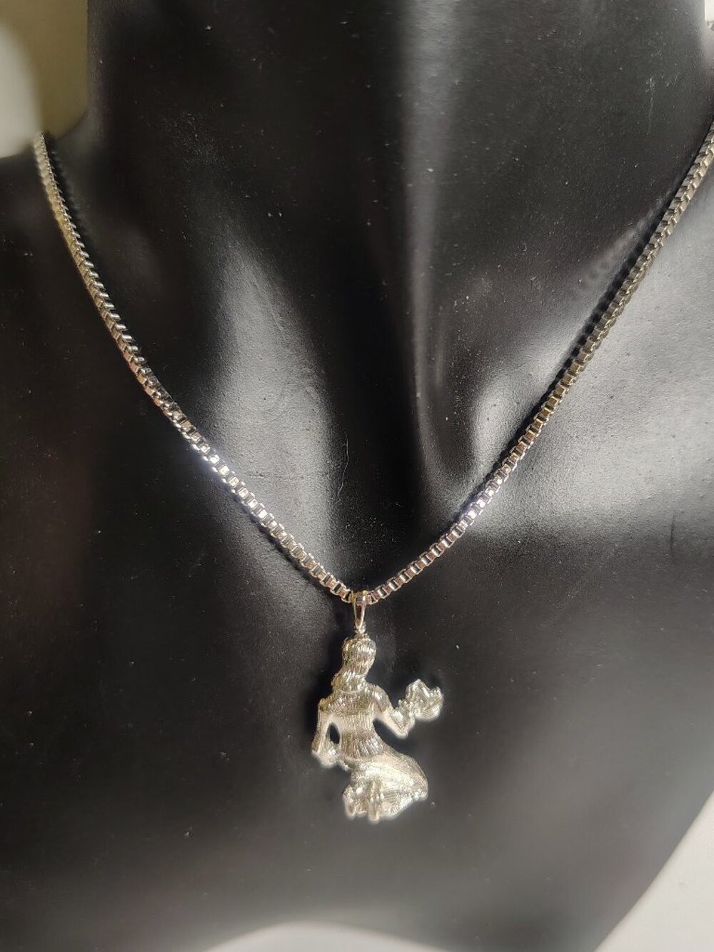 Vintage MONET Rare Signed Silver‎ Tone Virgo Zodiac Pendant Necklace 1970s